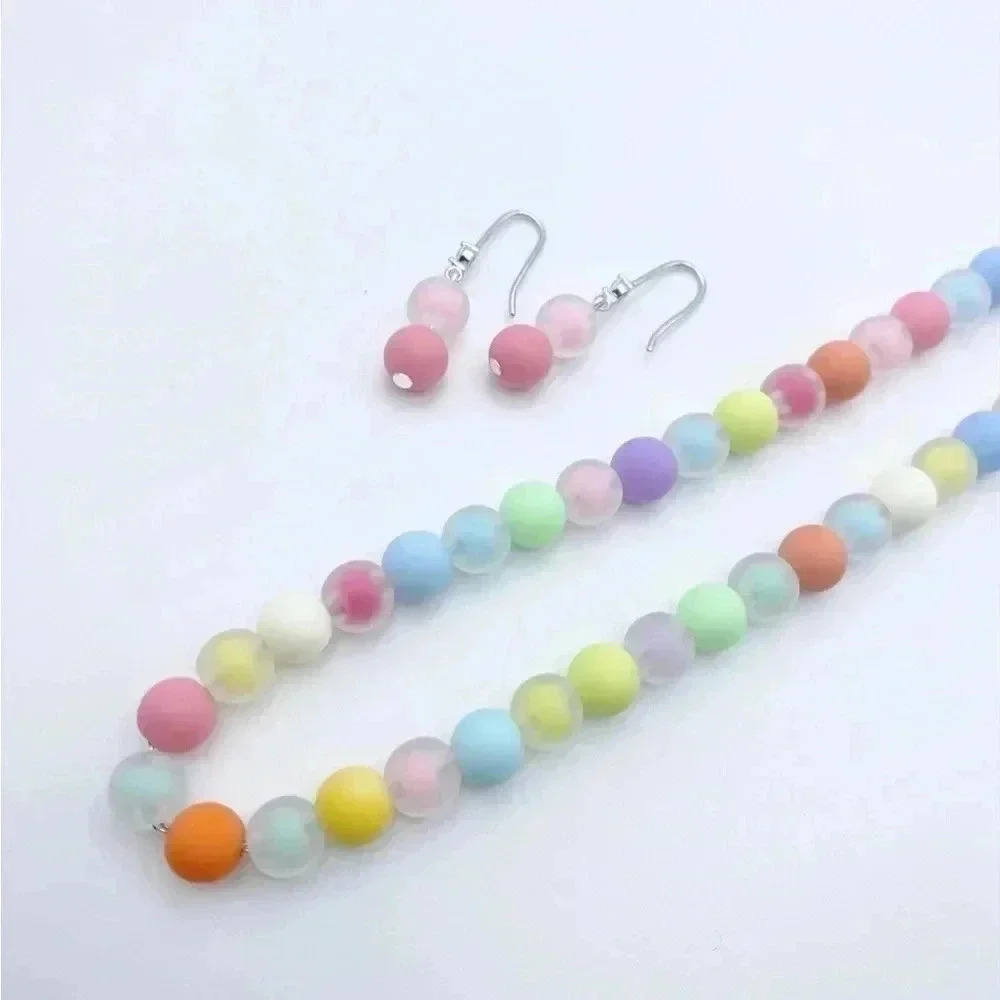 COLORFUL beaded necklace |Girl jewelry set | Dainty Necklace